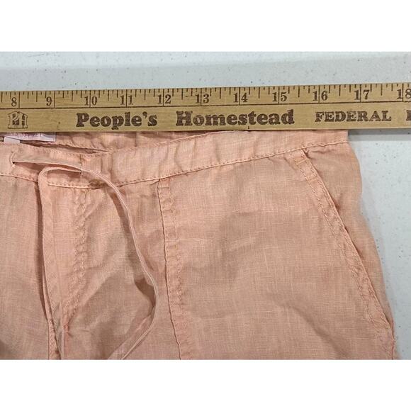 Victorias Secret Linen Pants 4 Short (33x29) Peach Drawstring Wide Leg Low Rise - Picture 7 of 9